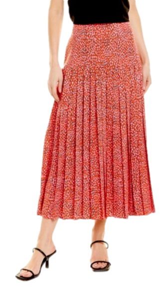 NWT Ted Baker Zandi Printed Knife Pleat Split Midi Skirt Size 6 (2XL) - Picture 2 of 12